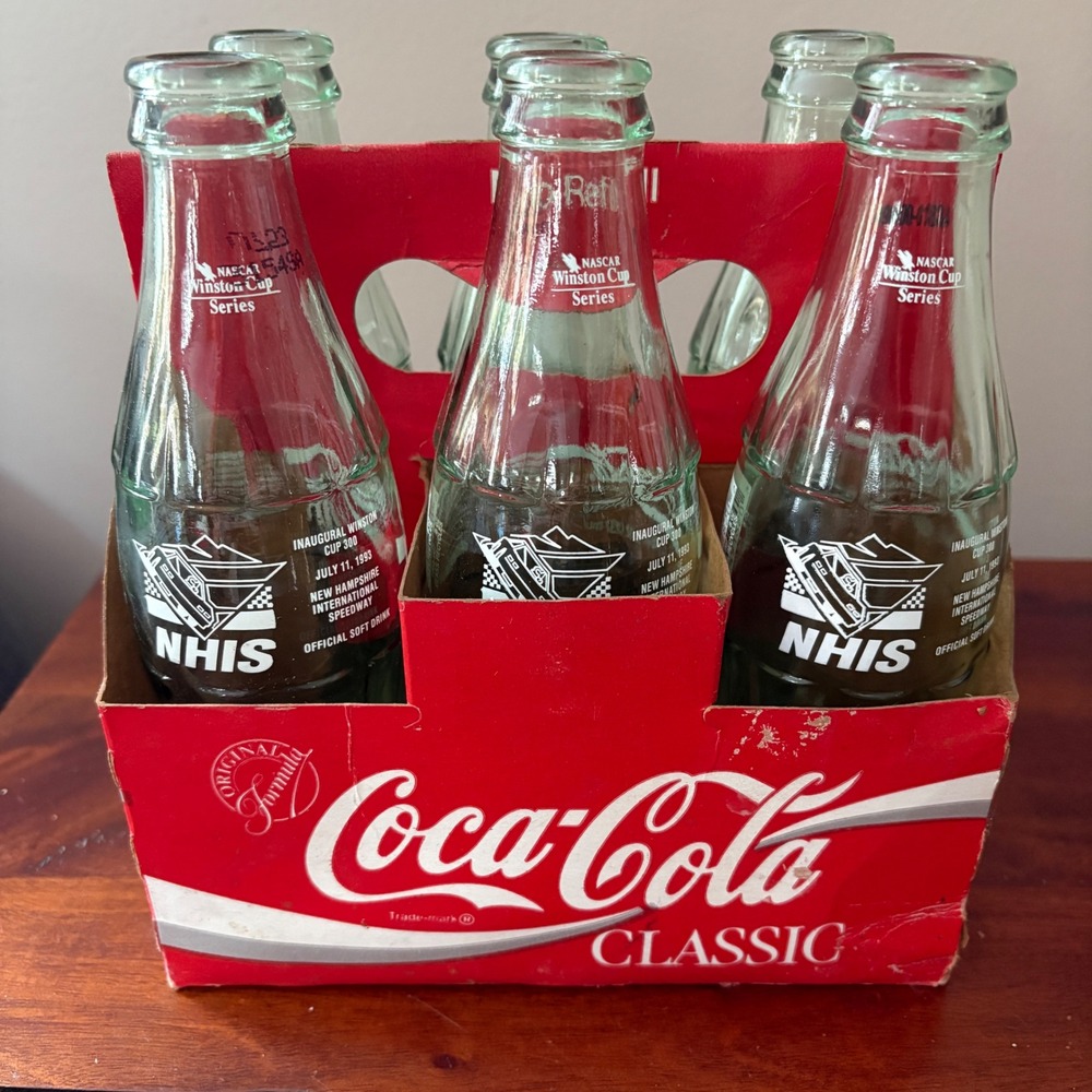 Coca-Cola 1993 NASCAR Winston‎ Cup NHIS Inaugural 300 6-Pack Glass Bottles